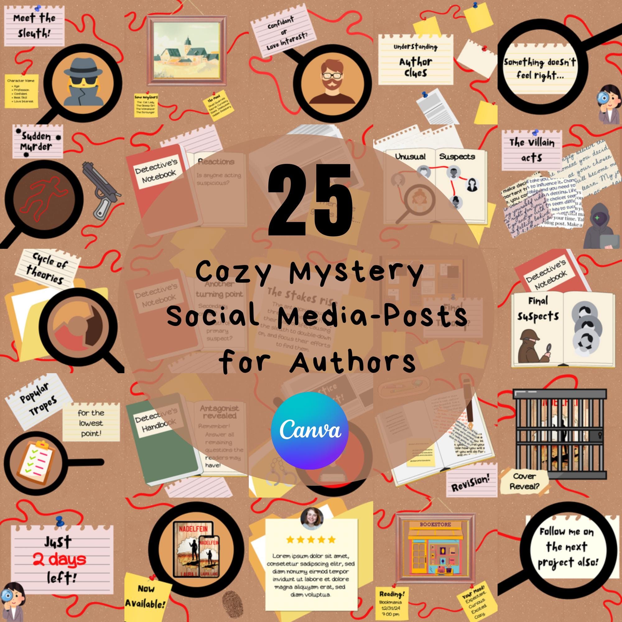 Cozy Mystery Author Templates for Canva L Premade Templates for Murder ...