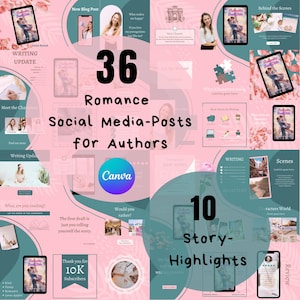 Romance Author Instagram Templates for Canva l Premade Templates for Romance Authors