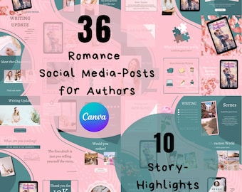 Romance Author Instagram Templates for Canva l Premade Templates for Romance Authors