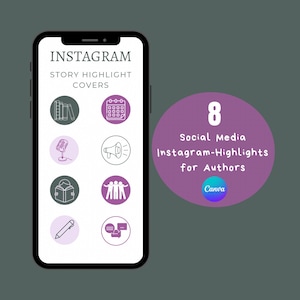 Author Instagram Highlights Canva | Template Writers | Social Media Posts Author | Instagram Ideas | Bookstagram Templates | River