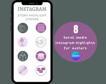Author Instagram Highlights Canva | Template Writers | Social Media Posts Author | Instagram Ideas | Bookstagram Templates | River