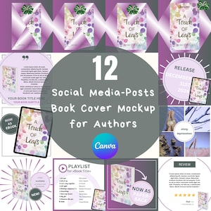 Author Book Cover Mockups Canva | Template Writers | Social Media Posts Author | Instagram Ideas | Bookstagram Templates | River