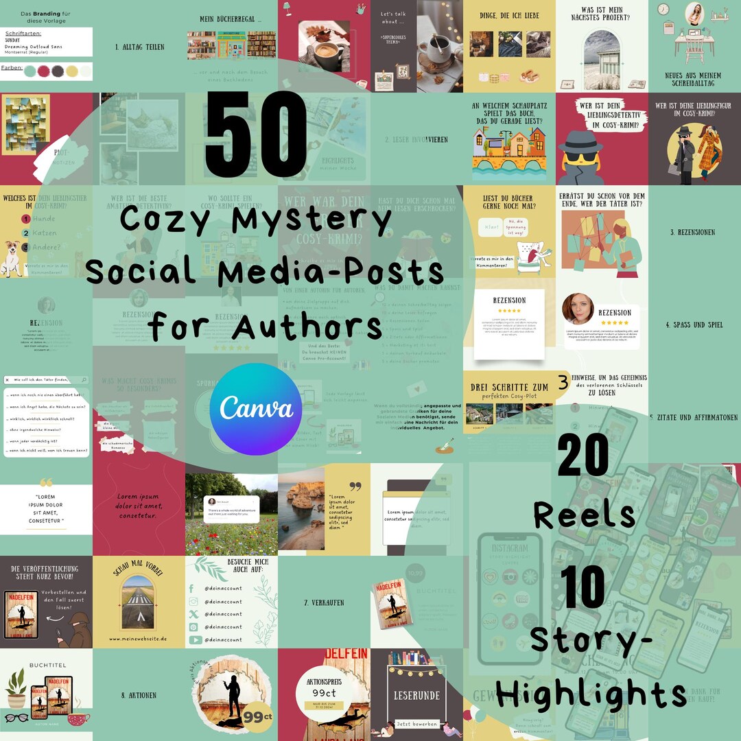 Cozy Mystery Author Instagram Templates for Canva L Premade Templates ...