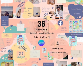 Instagram Grid Puzzle Feed Template for Romance Authors