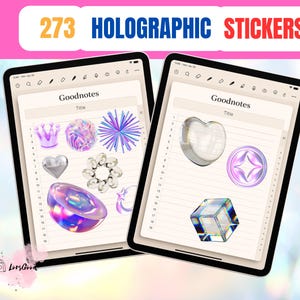 273 Holographic Digital Stickers – PNG Transparent | Printable & Digital Use | Letters, Numbers, Signs, Hearts  and More