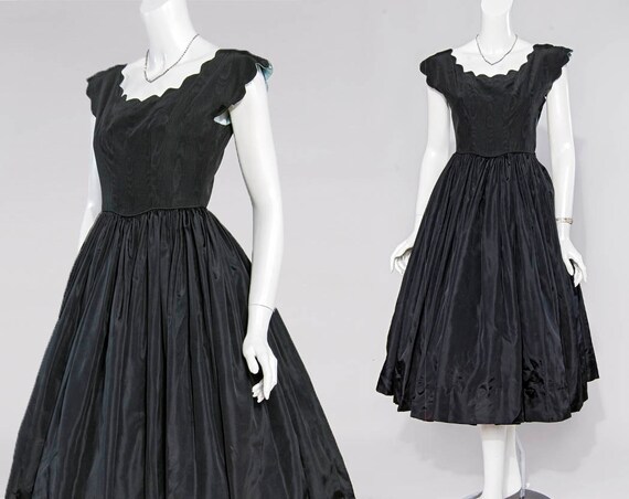 50s black grosgrain scallop edge cupcake gown | xx