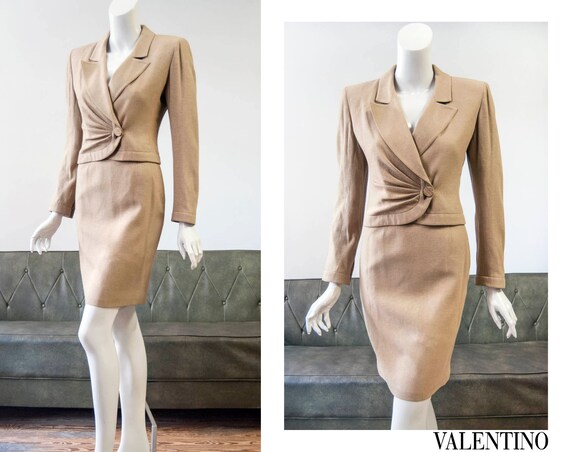 40s style by 80s Valentino Boutique tan wool skirt