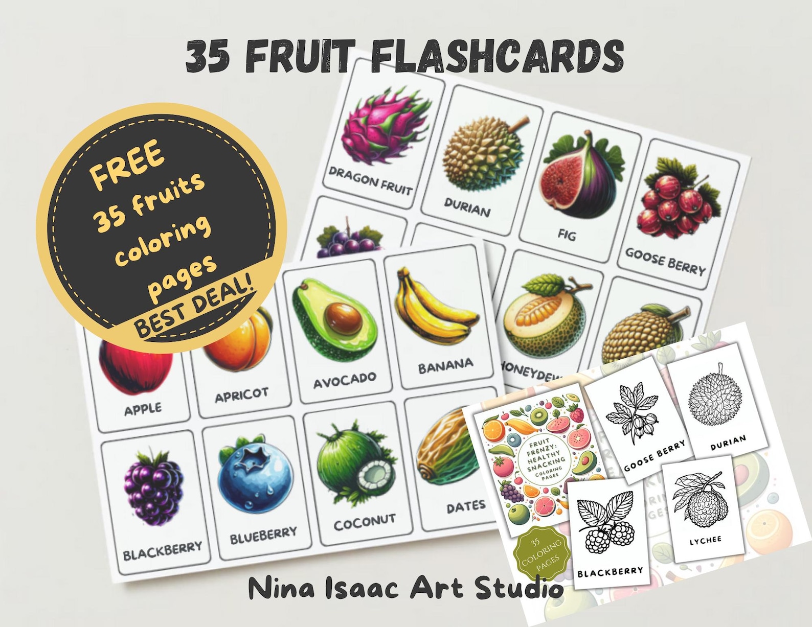 Adorable Fruit Flashcards and Coloring Pages: Free Printable Bundle! - Etsy
