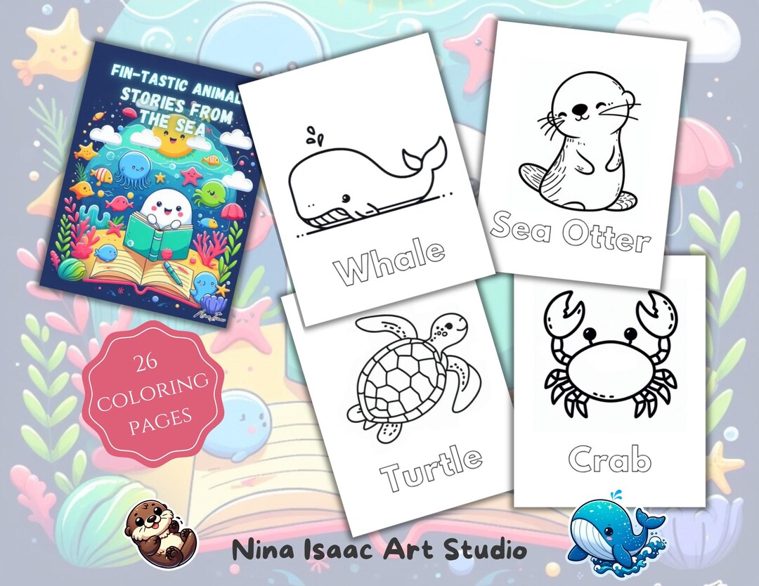 Sea Animal Coloring Book Pages for Kids | Printable Ocean Creatures ...