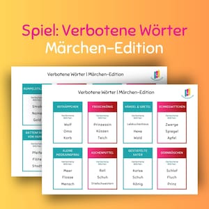 Verbotene Wörter: Märchen-Edition | Digitaler Download von 32 Spielkarten | Kinderspiel zum ausdrucken