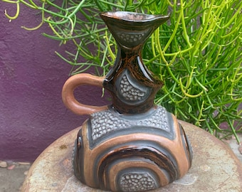 textured vase in grey/Sienna/copper