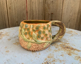 leafy polka-dot mug