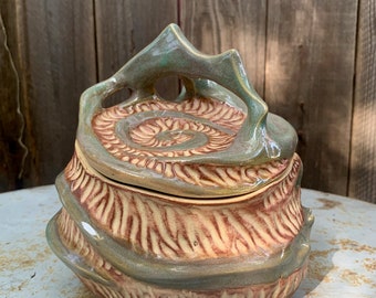 carved ceramic box