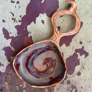 ceramic snack platter in plum and teal