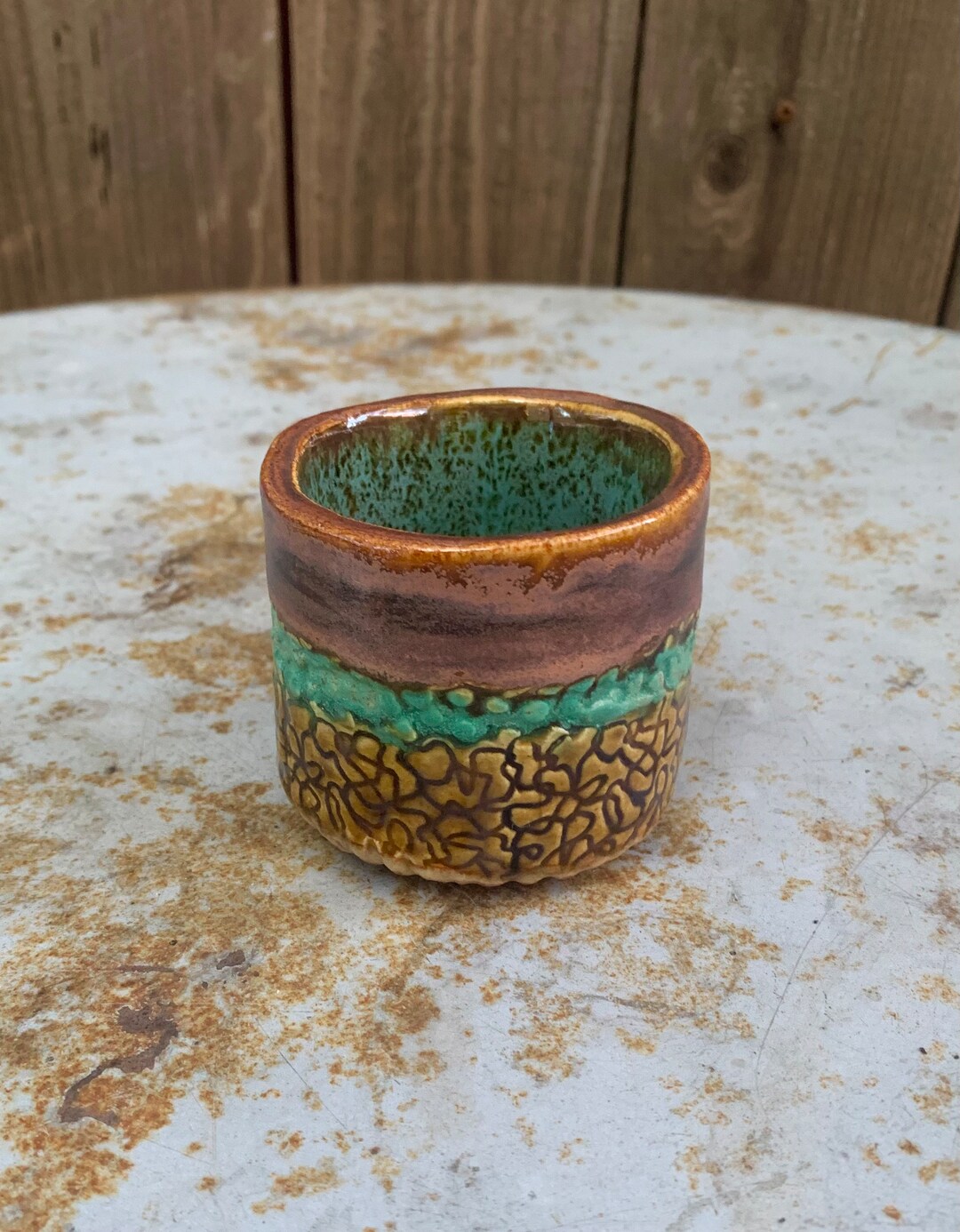Piccolo Latte/ Double Espresso Shot Cup, Turquoise and Amber Etsy