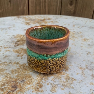piccolo latte/ double espresso shot cup, turquoise  and amber