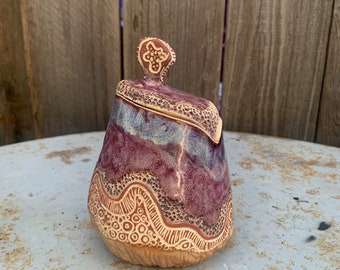 small purple ceramic box