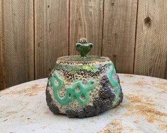 textured blue ceramic box