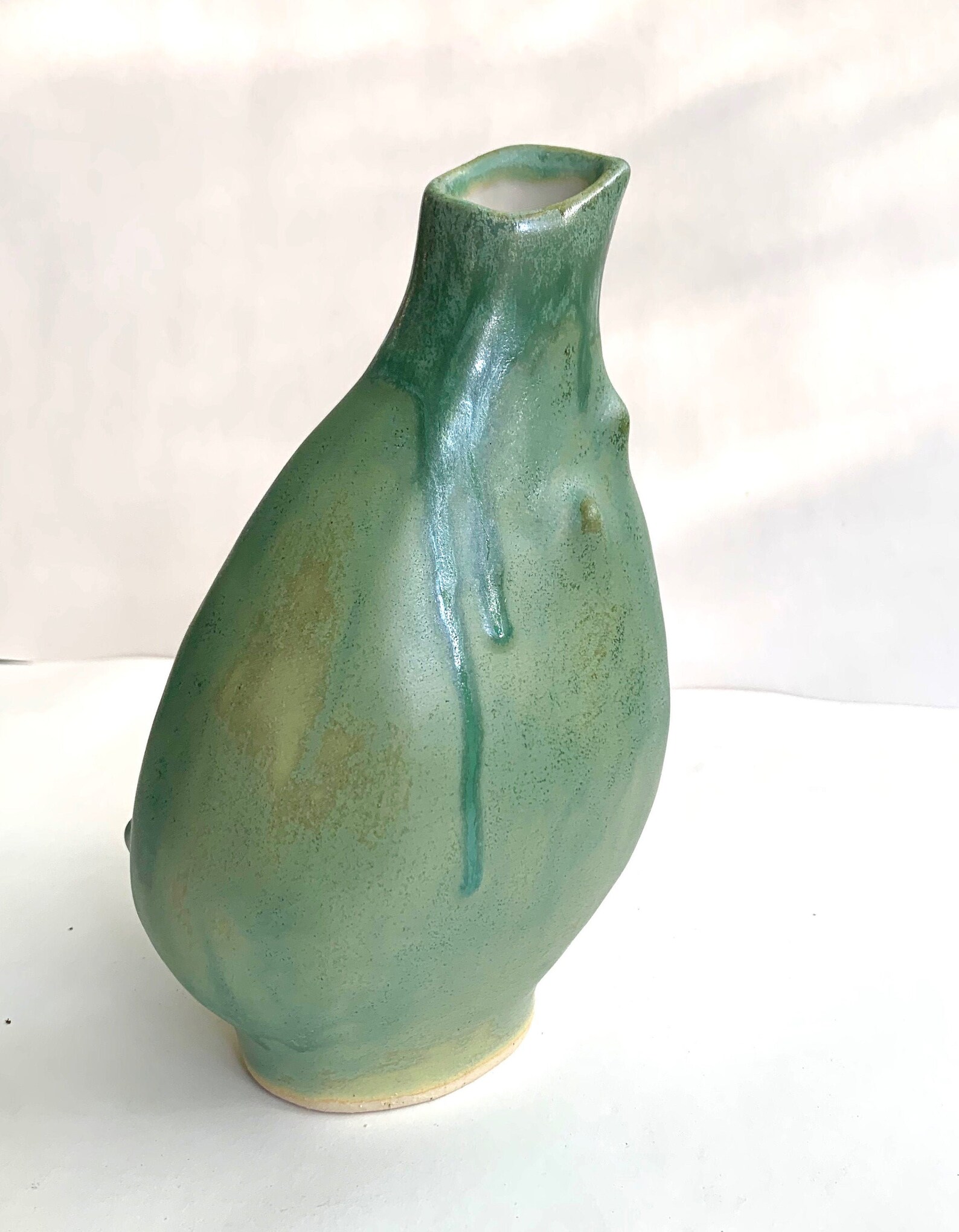 Sea glass green vase with bumps Etsy