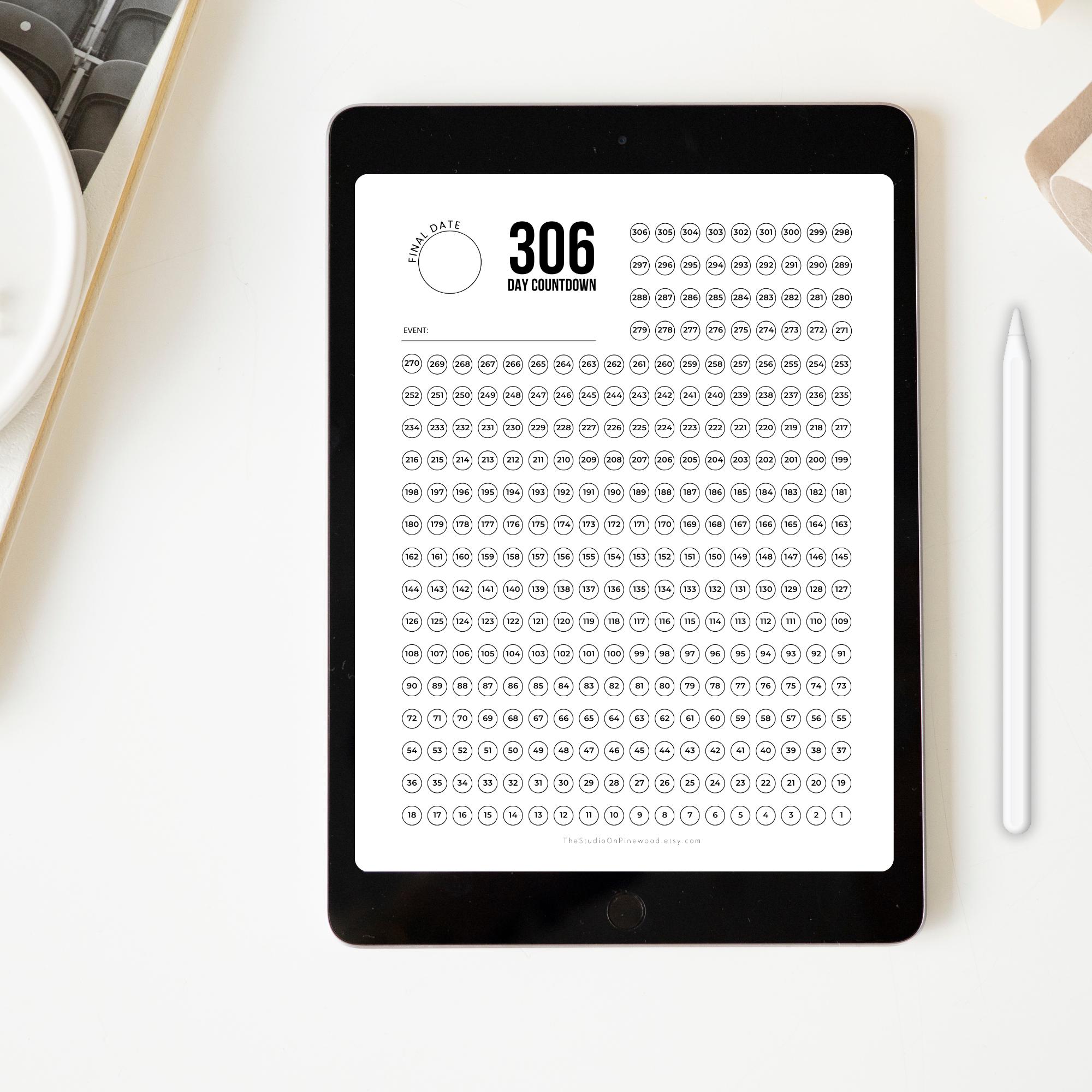 306-day Countdown Tracker Printable: School, Pregnancy (instant PDF ...