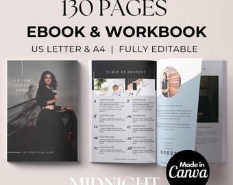 eBook Template Canva Guide Book Lead Magnet for Course Creator, Blogger, Coaches, Small Business, Photographers | 130 pages | A4 & US Letter