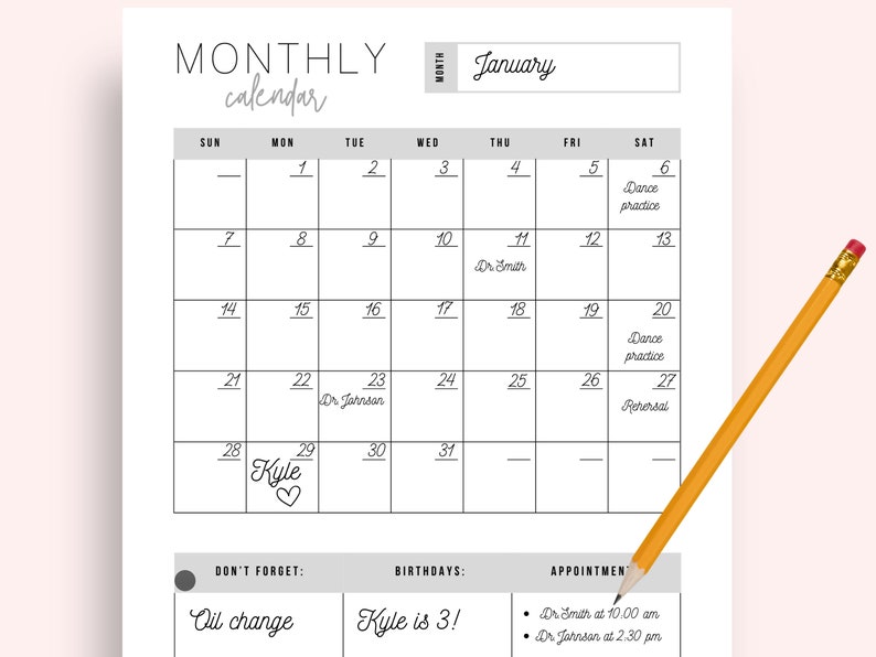 Monthly Planner Monthly Organizer PDF Printable Planner Printable Monthly Planner Digital ...