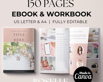 eBook Template Canva Workbook Lead Magnet for Blogger, Course Creator, Coaches, Small Business, Photographers | 150 pages | A4 & US Letter