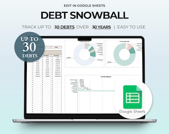 Kalkylblad med skuldsnöboll: Google Sheets skuldsaneringsspårare (digital nedladdning)