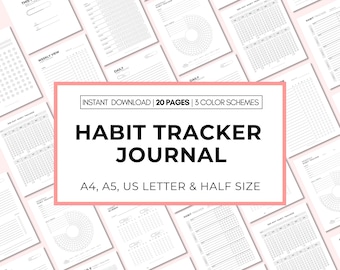 Habit Tracker Journal |  Yearly, Monthly, Weekly, Daily | Digital Habit Tracker | Instant Download | Letter, A4, A5 & Half Letter PDF