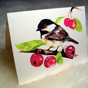 Ensemble de 8, cartes de correspondance - aquarelle originale de mésange