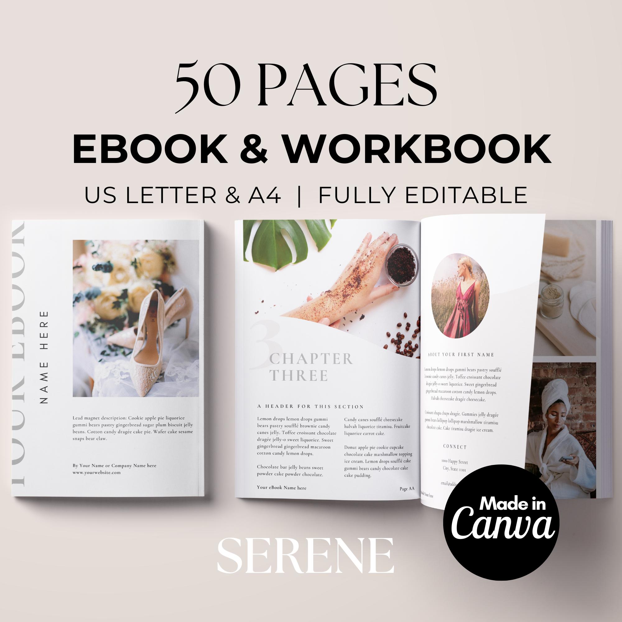 eBook Workbook Canva Templates Lead Magnet | Course Creator, Bloggers, Coaches, Small Business, Photographers | 50 pages | A4 & US Letter