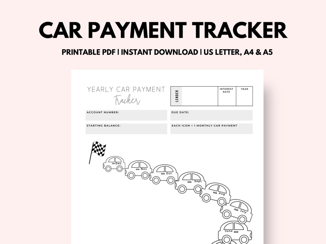Car Payment Tracker | Yearly Car Payment Tracker | Debt Payoff Tracker ...