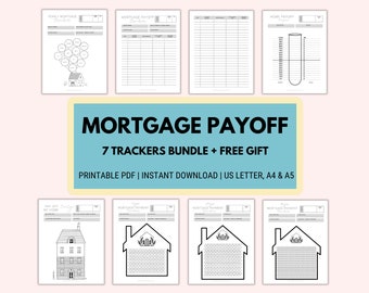 Tracker di pagamento del mutuo / Tracker di pagamento del mutuo / Senza debiti / Pacchetto di 7 tracker / PDF stampabile / Download istantaneo / Lettera USA, A4 e A5