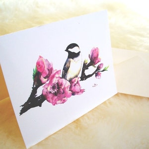 Lot de 8, cartes de correspondance - de l'aquarelle originale de mésange
