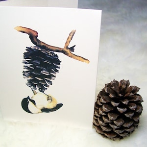 Lot de 8, cartes à accrocher - de la peinture aquarelle originale de mésange