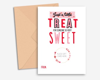 Valentine's Day Gift Card Holder | Valentine Gift | A treat for someone sweet | Printable PDF & JPEG | Instant Download | US Letter, A4