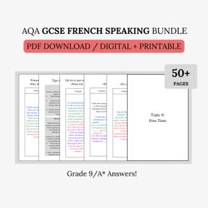 AQA GCSE French Speaking Study Bundle | Answers, Tips and Free Key Sentences for Exams & Revision