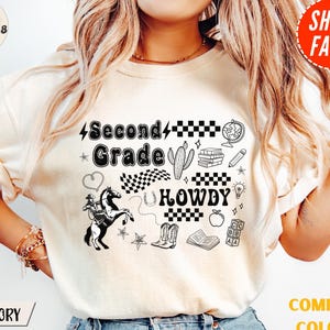 Howdy 2nd Grade Teacher Shirt Comfort Colors, Western Teacher Back to School Tee, Cowboy Classroom Outfit, Custom Grade Teacher Gifts