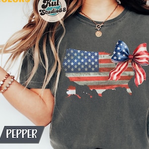 4. Juli Vintage USA Karten-Hemd, USA Coquette T-Shirt, Amerika Coquette Bow Tee, Distressed USA 250 Jahre, Country Cowboy Pathric Top
