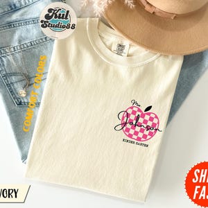 Cute Teacher Shirt, Personalized Teacher Shirt Comfort Colors Gingham Apple Shirt, Back to School, Custom Teacher Appreciation Gifts