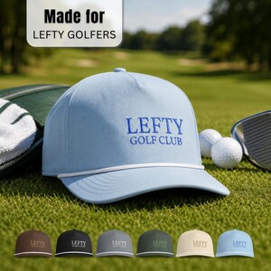Boné de golfe com corda para canhotos, boné de golfe bordado, boné de golfe com corda, presente para golfistas canhotos (homens e mulheres), boné de golfe leve, boné de golfe para caminhada.