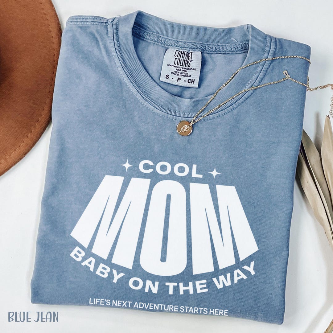Mama Color:blue Comfort Colors Mom Shirt, Trendy Mama Tshirt, Pregnancy Reveal Gift for ...