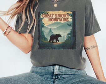 Vintage Great Smoky Mountains T-Shirt, Retro Wandern Camping Shirt, Nationalpark Tee, Outdoor Wildtiere Grafik T-Shirt, Berg Liebhaber Geschenk