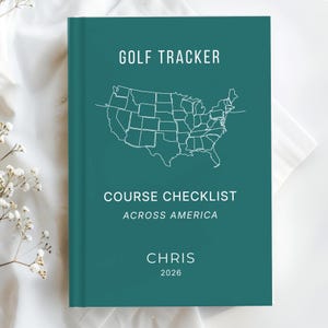 Personalized Golf Tracker Notebook Custom Name USA Golf Course Checklist Journal Golf Travel Tracker Gift for Golfer USA Map Golf Trip
