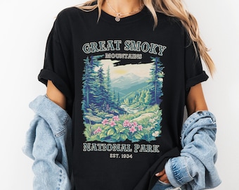 Great Smoky Mountains National Park T-Shirt, Vintage Style Parks Shirt, Hiking Outdoor Adventure Tshirt, Tennessee Shirt, Comfort Colors Tee