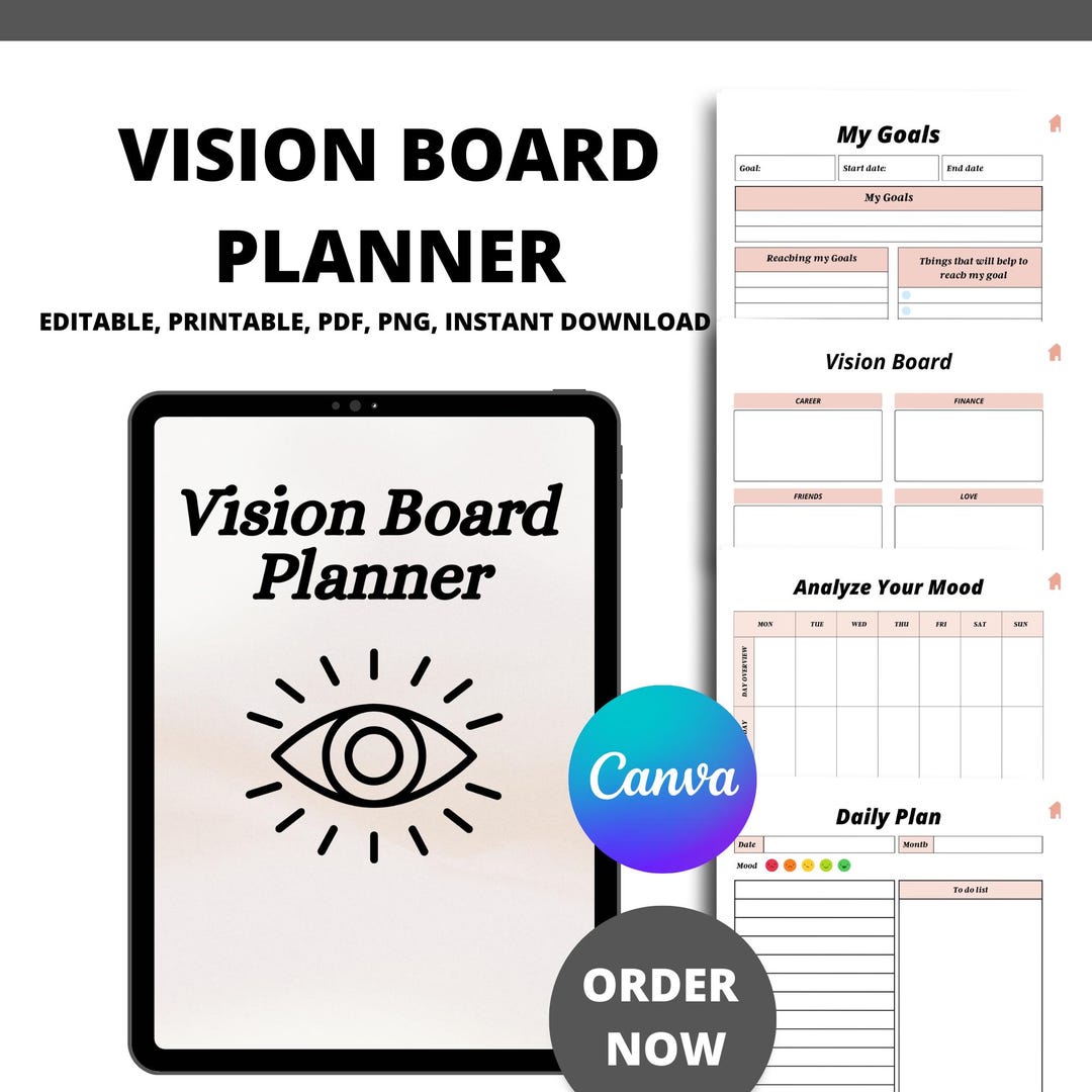 Vision Board Planner | Create, and Manifest Your Goals, Dreams, and ...