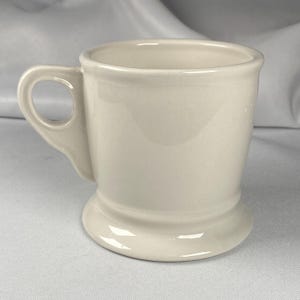 Anthropologie Original Monogram "M" Mug Cream White Large Black Letter Footed Shaving Style Bridge Interior