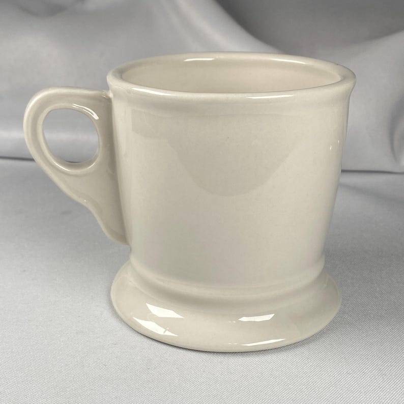 Anthropologie Original Monogram "M" Mug Cream White Large Black Letter Footed Shaving Style Bridge Interior