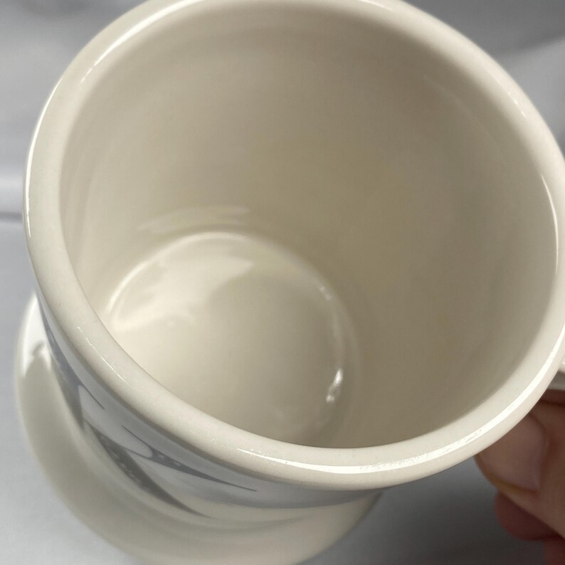 Anthropologie Original Monogram "K" Mug Cream White Large Black Letter Footed Shaving Style Bridge Interior