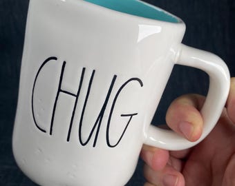 Rae Dunn CHUG Mug Artisan by Magenta - 16oz Coffee Mug Teal Interior Farmhouse Style